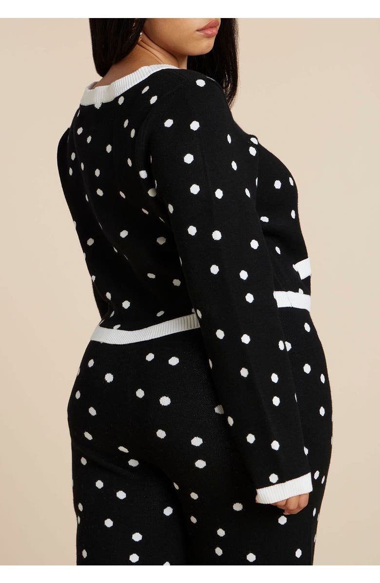 ELOQUII Cropped Intarsia Knit Jacket, Alternate, color, Twin Dots Black