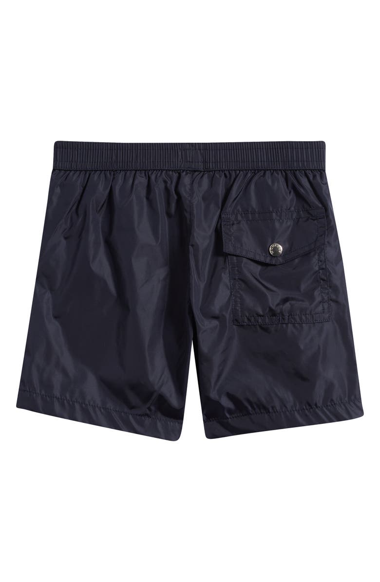 Moncler Kids' Tricolor Trim Swim Trunks, Alternate, color, Navy Blue
