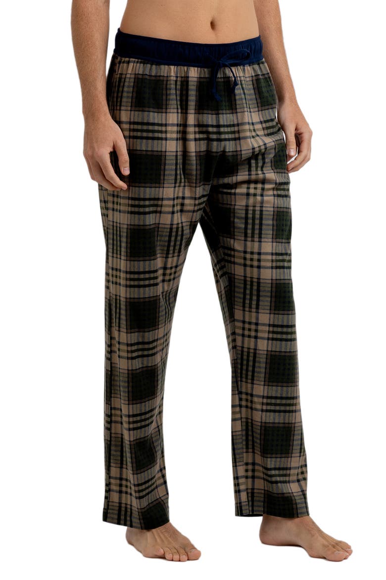 Brushed Plaid Flannel Lounge Pants, Main, color, RF GREEN