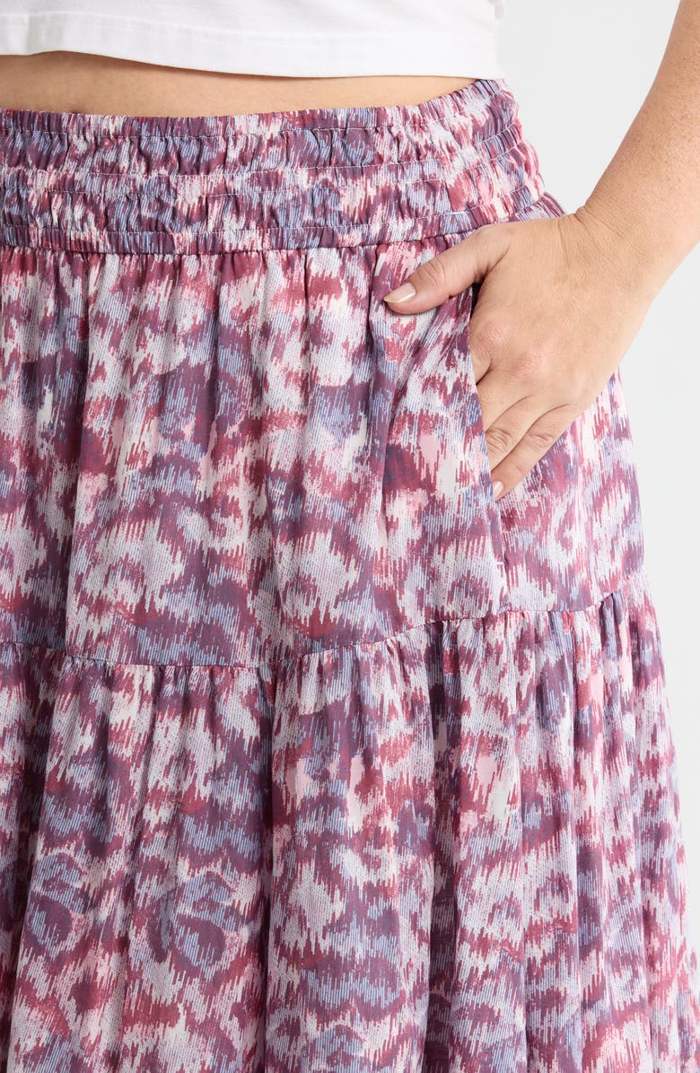 Treasure & Bond Smocked Waist Maxi Skirt, Alternate, color, Pink- Blue Daisy Tapestry