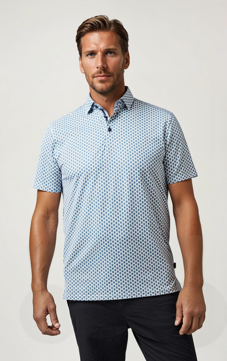 Skull Print Techno Stretch Polo
