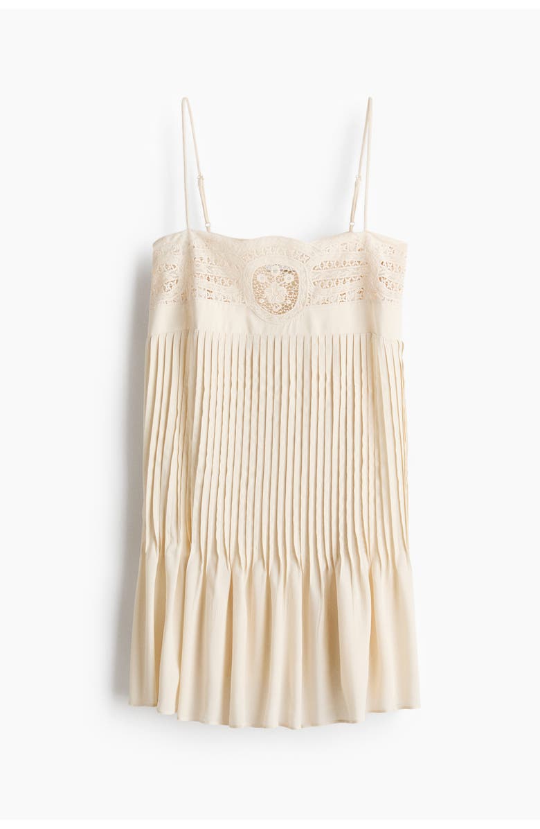H&M Pintuck dress with lace panel, Alternate, color, Cream
