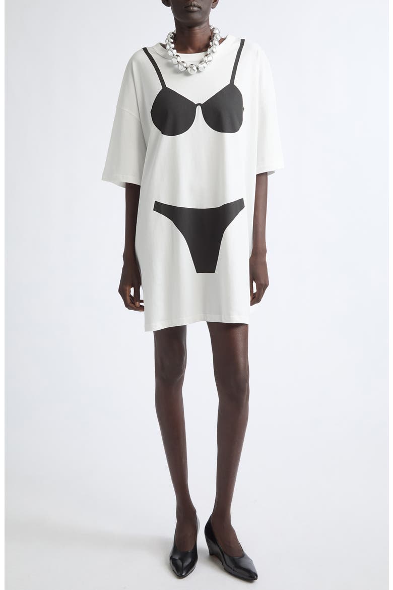 Oversize Trompe l'Oeil Lingerie Tall Graphic T-Shirt, Main, color, WHITE