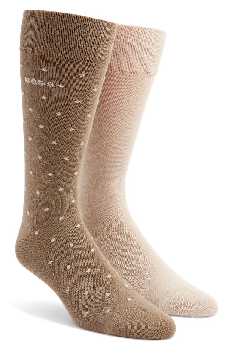 Assorted 2-Pack Dress Socks, Main, color, OPEN BROWN