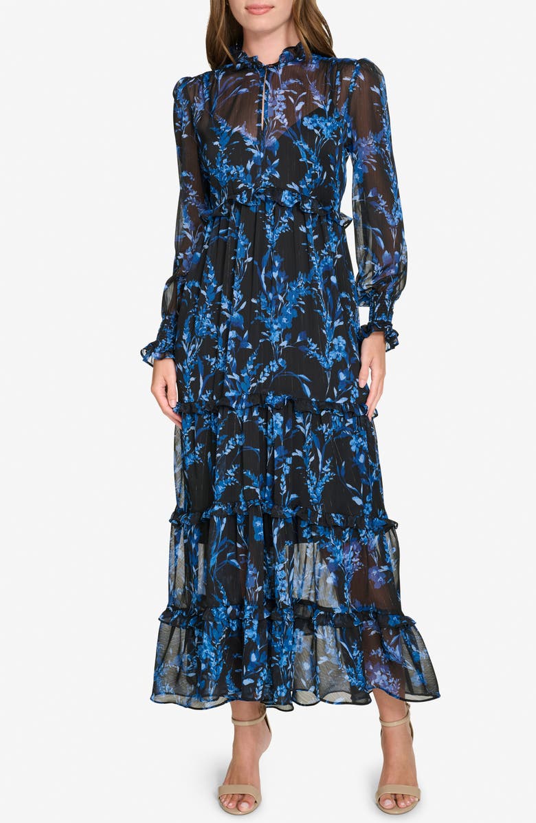 Tommy Hilfiger Provincial Floral Long Sleeve Chiffon Maxi Dress, Main, color, 