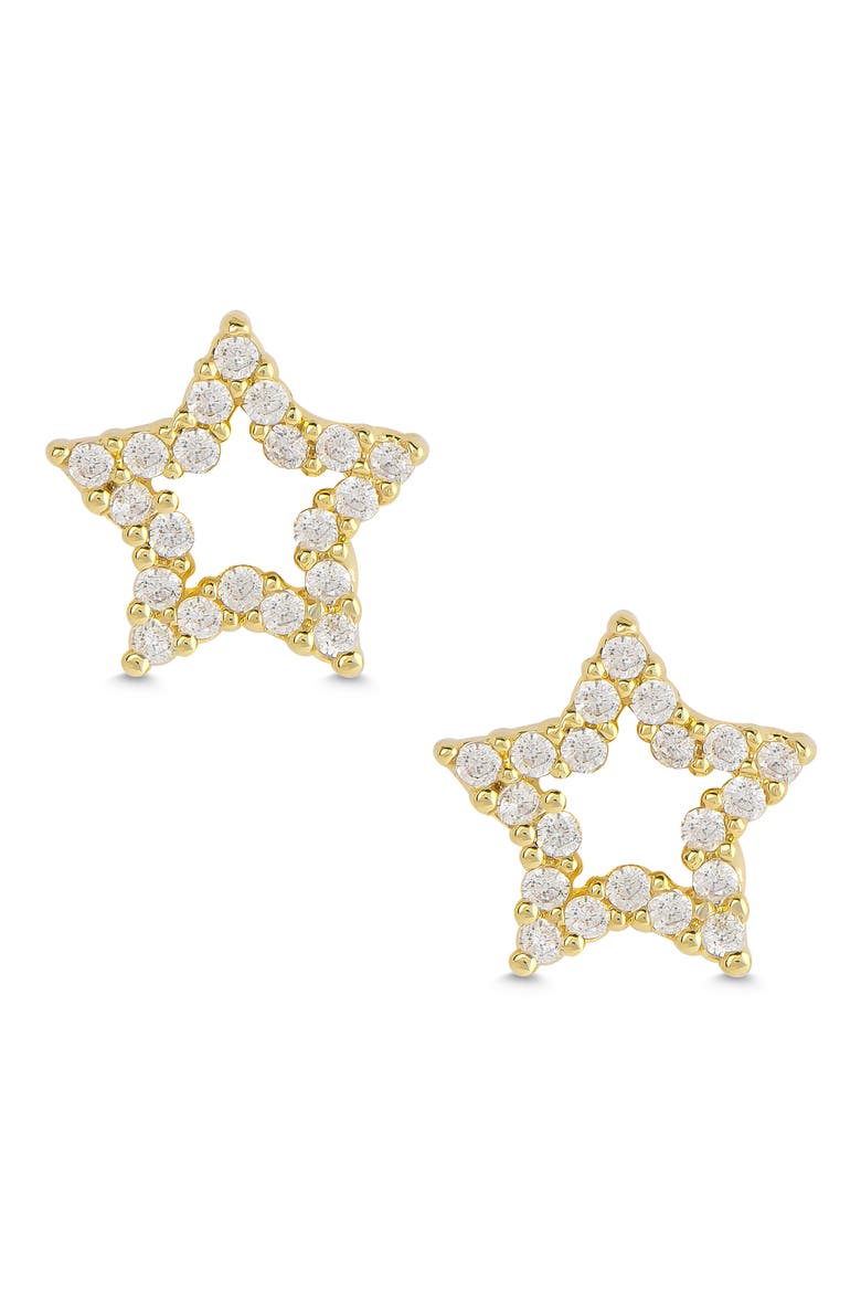 Kids' Cubic Zirconia Open Star Stud Earrings, Main, color, GOLD