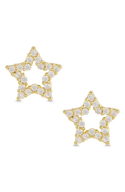 Kids' Cubic Zirconia Open Star Stud Earrings