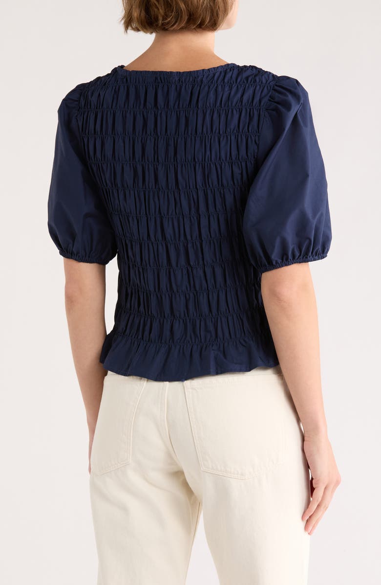 Sanctuary Nanette Puff Sleeve Smocked Crop Top, Alternate, color, Blue Violet