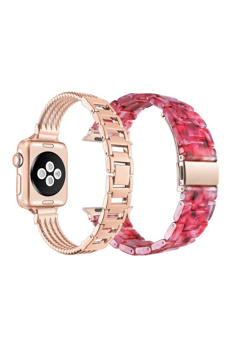 Clara Claire 2-Pack Apple Watch® Watchbands, Alternate, color, ROSE GOLD