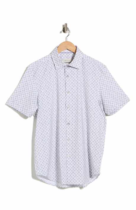 Bugatchi Pasiley Print Stretch Cotton Short Sleeve Button-Up Shirt