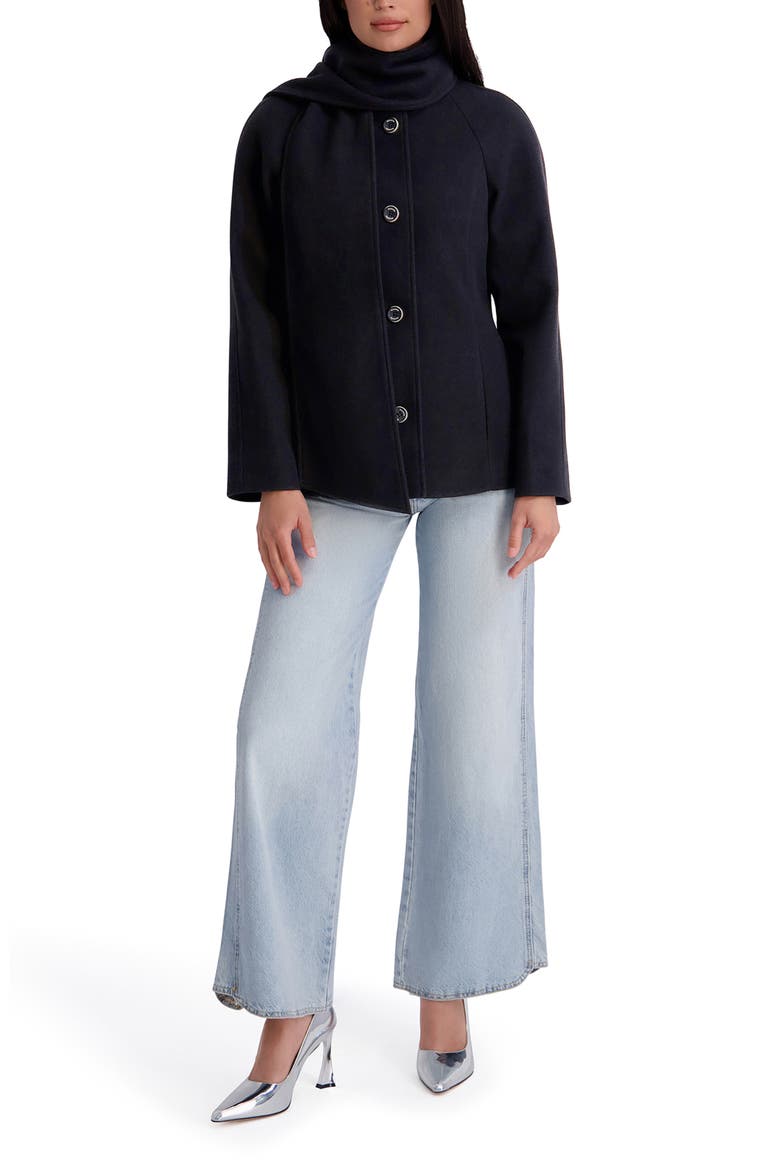 Scarf Collar Coat, Alternate, color, BLACK