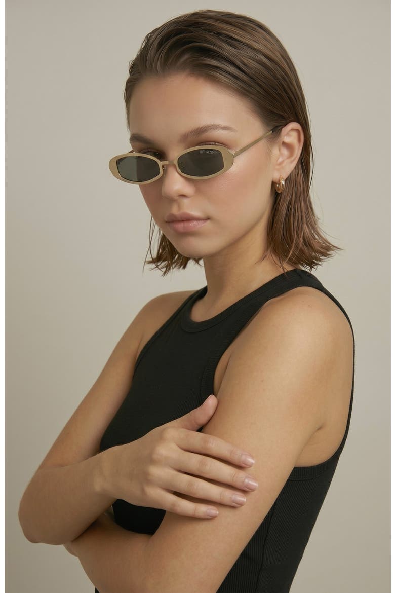 Sable 51mm Oval Sunglasses, Alternate, color, GOLD/ GREEN