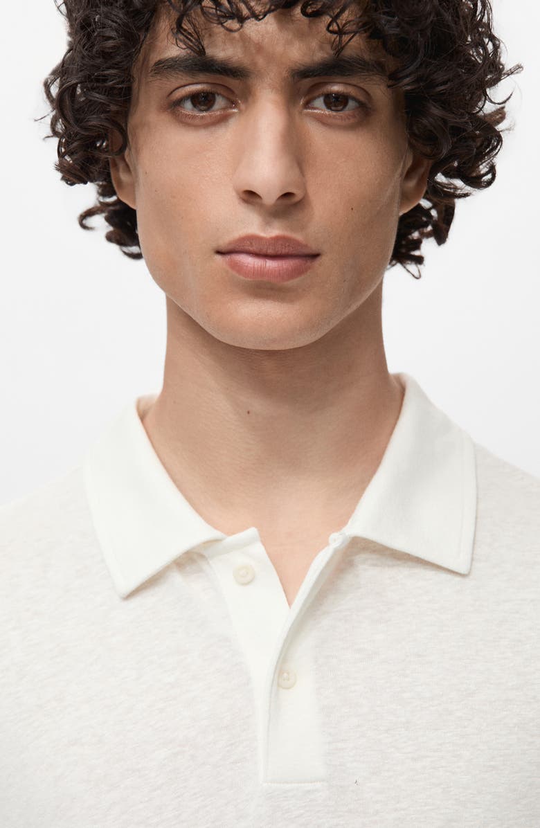 MANGO Slim Fit Linen Blend Jersey Polo, Alternate, color, White