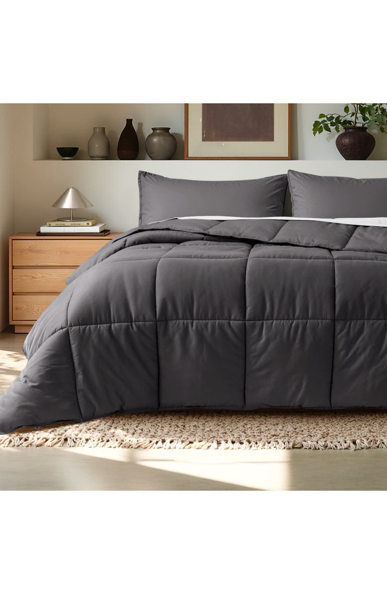 Bare Home All-Season Down Alternative Comforter Set - Oversized King, Alternate, color, Forged Iron Grey
