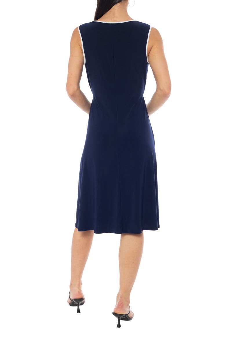 Piped A-Line Dress, Alternate, color, NAVY/ WHITE