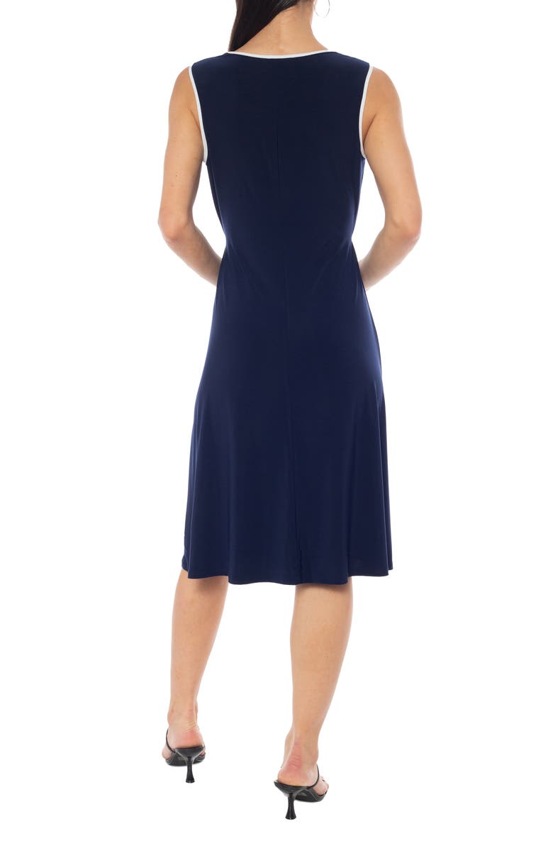 TASH AND SOPHIE Piped A-Line Dress, Alternate, color, Navy/ White