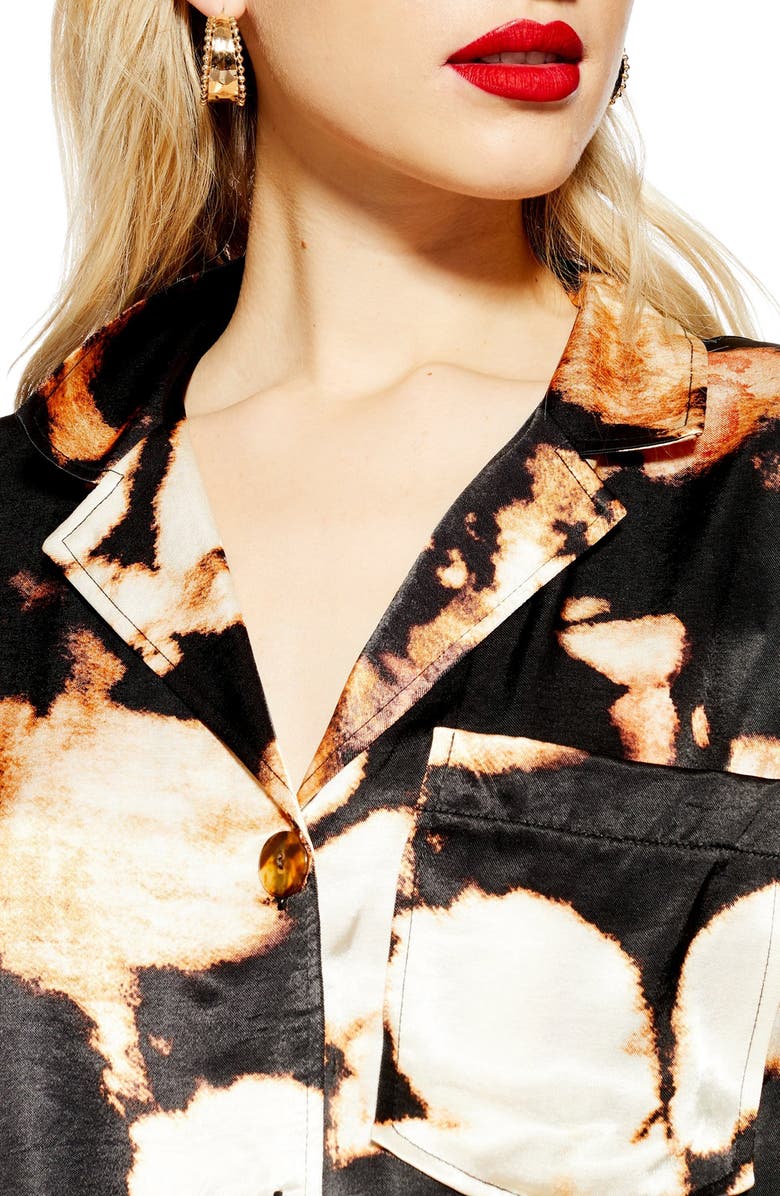Topshop Splodge Tie Dye Button Down Shirt, Alternate, color,
