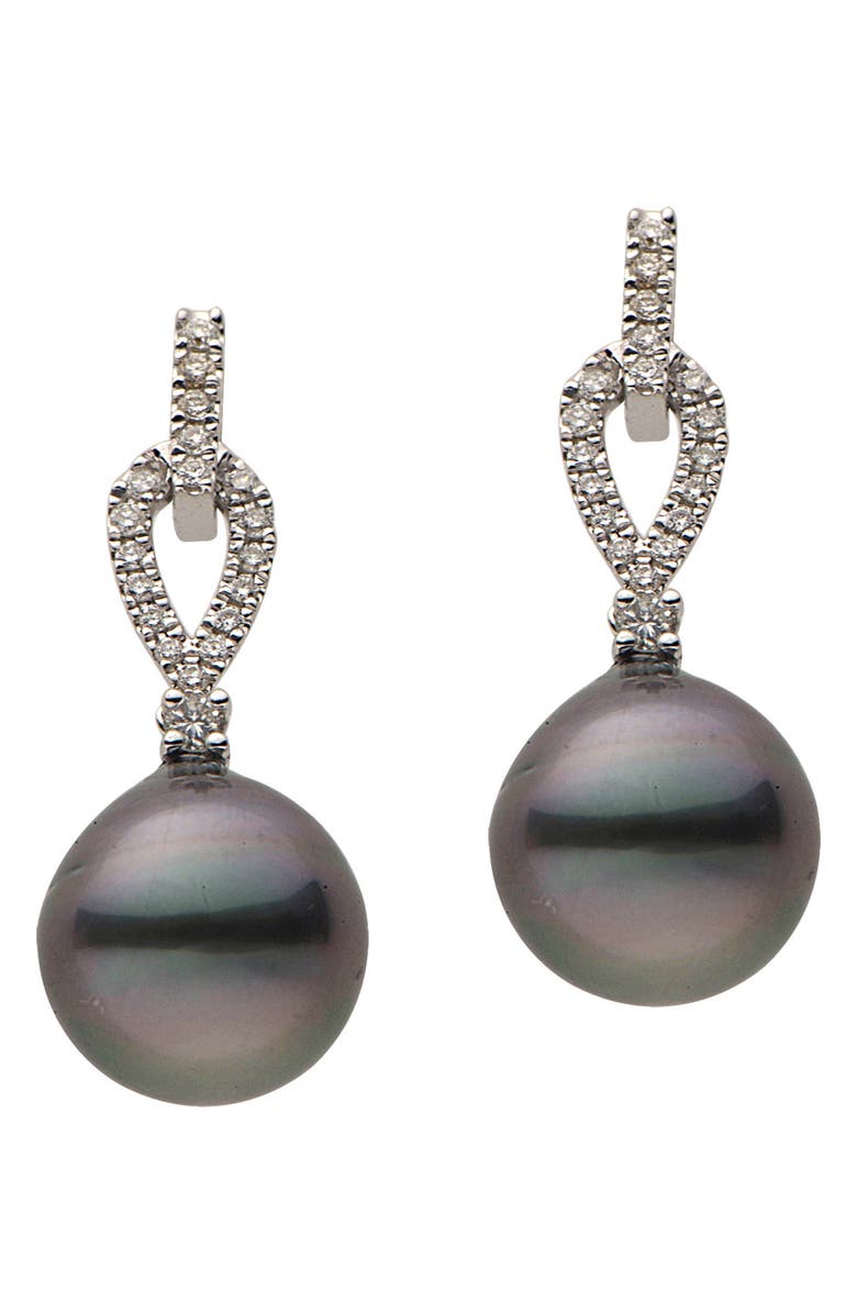House of Frosted Tahitian Pearl & Diamond Drop Earrings - 0.29ct., Main, color, 