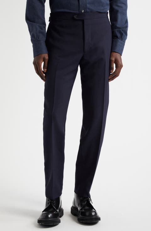 Fresco Tailored Flat Front Wool Trousers