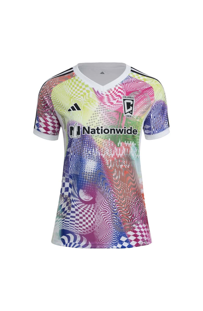 adidas Women's adidas White Columbus Crew 2025 Pride Pre-Match Top, Alternate, color, 
