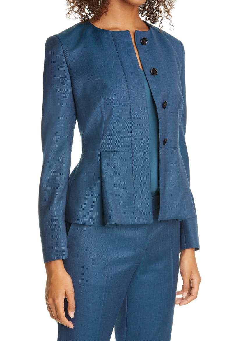 Jatoba Peplum Wool Jacket, Alternate, color, BLUE JADE FANTASY