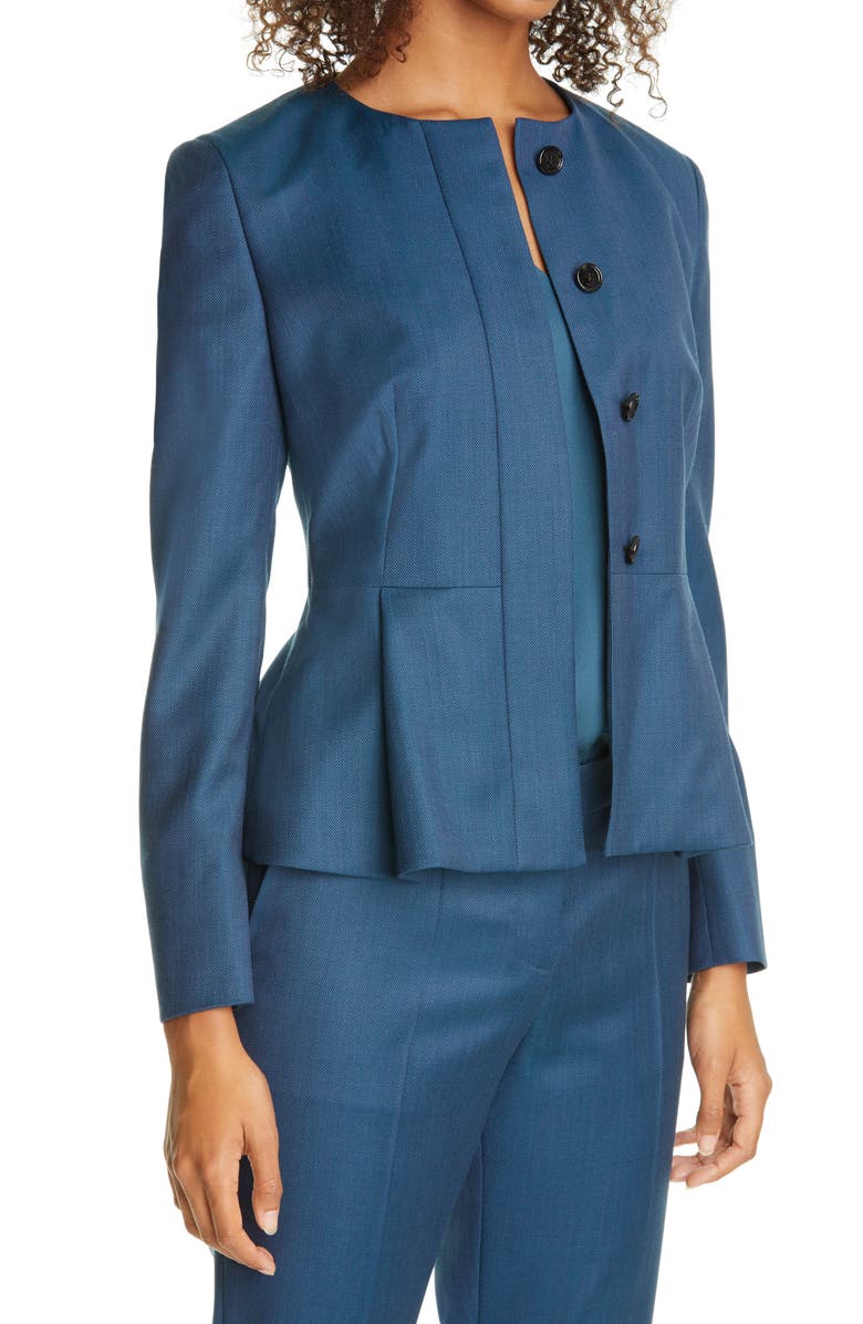 BOSS Jatoba Peplum Wool Jacket, Alternate, color, 