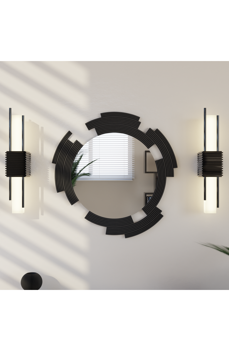 Modernized Pottery Sculpt Mirror, Main, color, Midnight Black - 13"