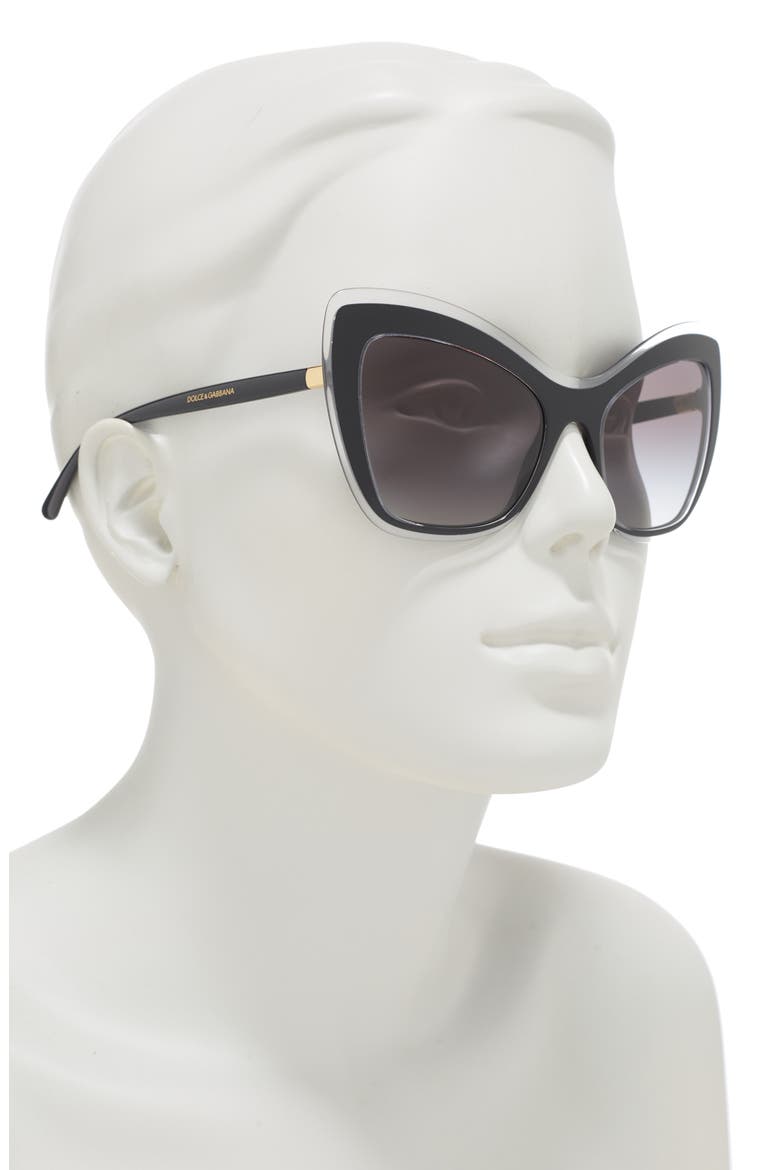 54mm Cat Eye Sunglasses, Alternate, color, CRYSTAL ON BLACK / LIGHT GREY