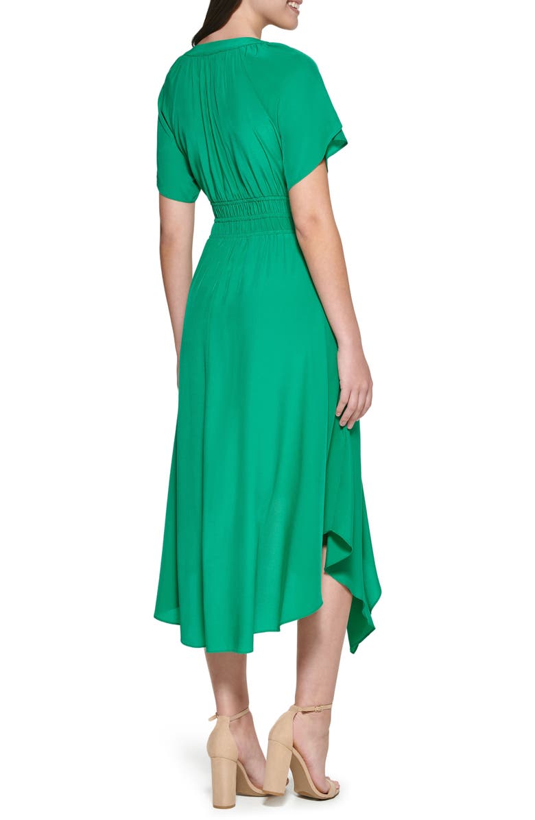 Kensie Flutter Sleeve High-Low Maxi Dress, Alternate, color, Green