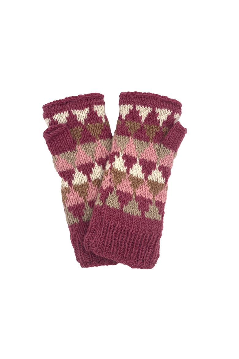 Hand-Knit Jaya Harlequin Wool Half Mitten, Main, color, Quarry