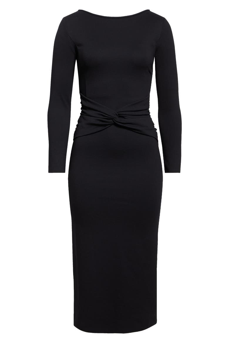 Punto Milano Long Sleeve Jersey Dress, Alternate, color, BLACK