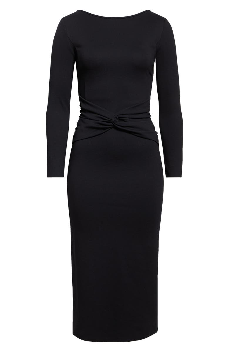 Emporio Armani Punto Milano Long Sleeve Jersey Dress, Alternate, color, Black