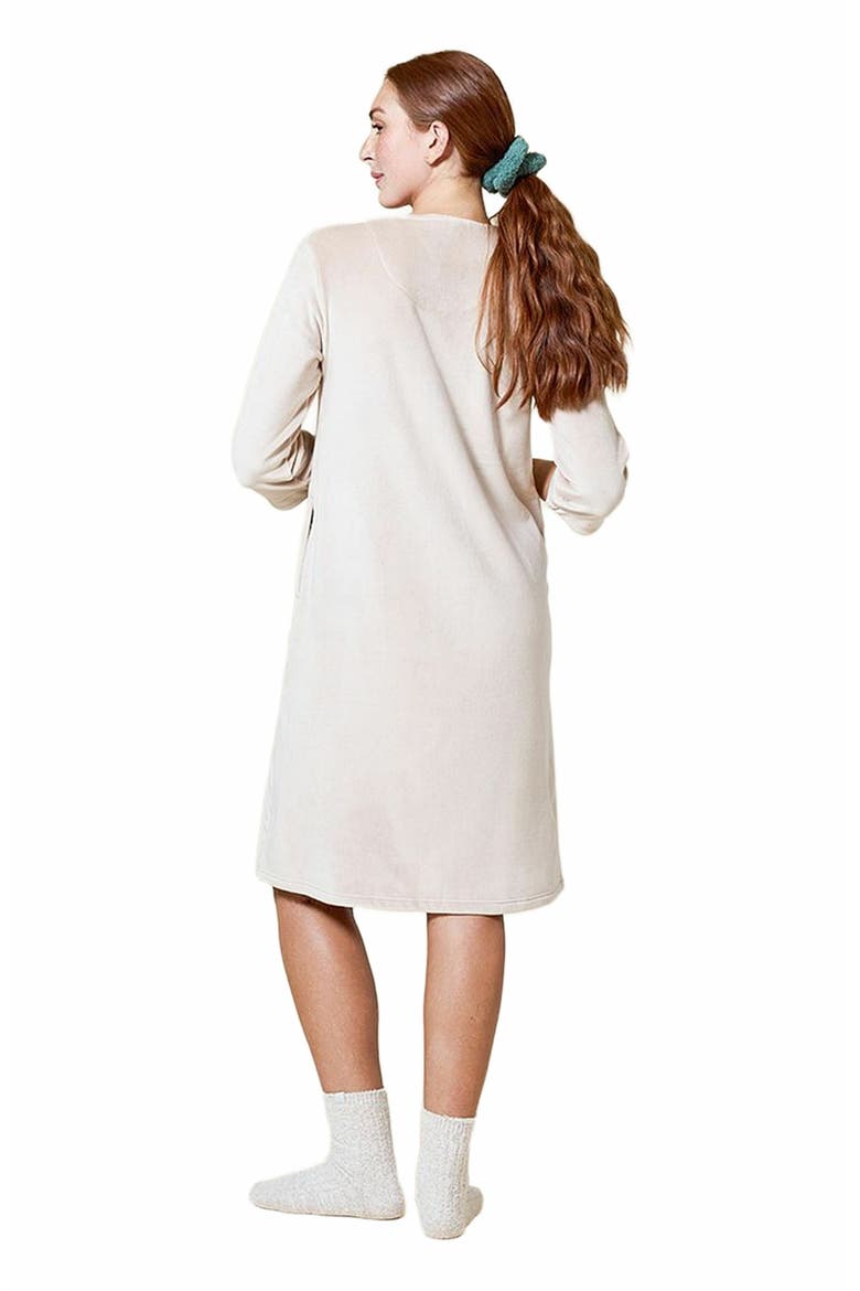 Serenity 3/4 Sleeve Short Zip Robe, Alternate, color, Coco