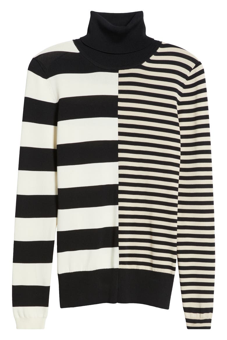 The Greta Stripe Turtleneck Seater, Alternate, color, NOIR / BRULE / KHAKI