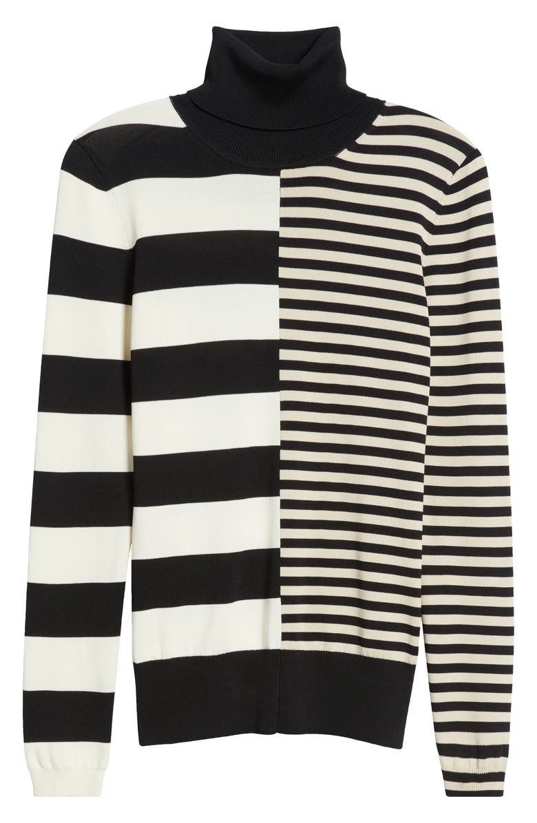 Solid & Striped The Greta Stripe Turtleneck Seater, Alternate, color, Noir / Brule / Khaki