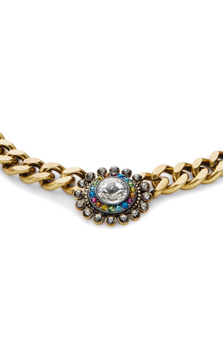 Kurt Geiger London Octavia Curb Chain Collar Necklace, Alternate, color, Brass/ Multi