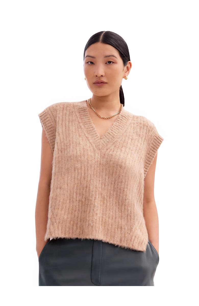 Ro&Zo Knit V-Neck Vest Jumper, Main, color, Caramel