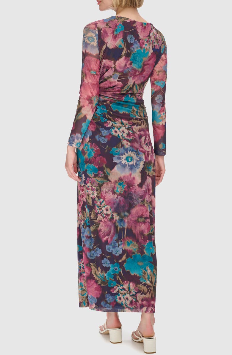 Calvin Klein Floral Long Sleeve Mesh Maxi Dress, Alternate, color,