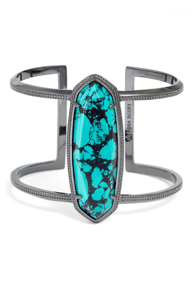 'Lawson' Openwork Wrist Cuff, Main, color, TEAL MAGNESITE/ GUNMETAL