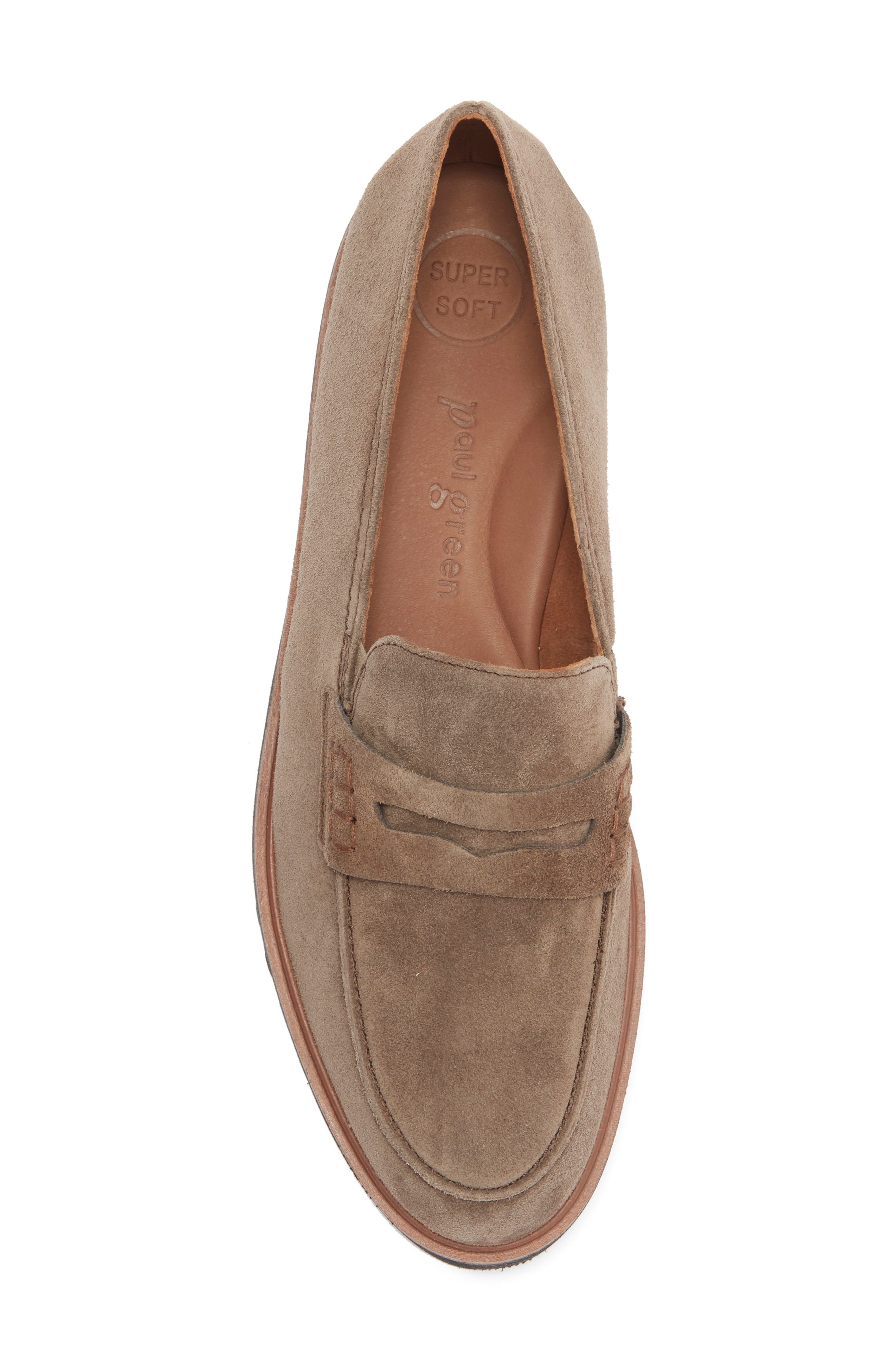 Carmel Lug Penny Loafer, Alternate, color, EARTH SOFT SUEDE