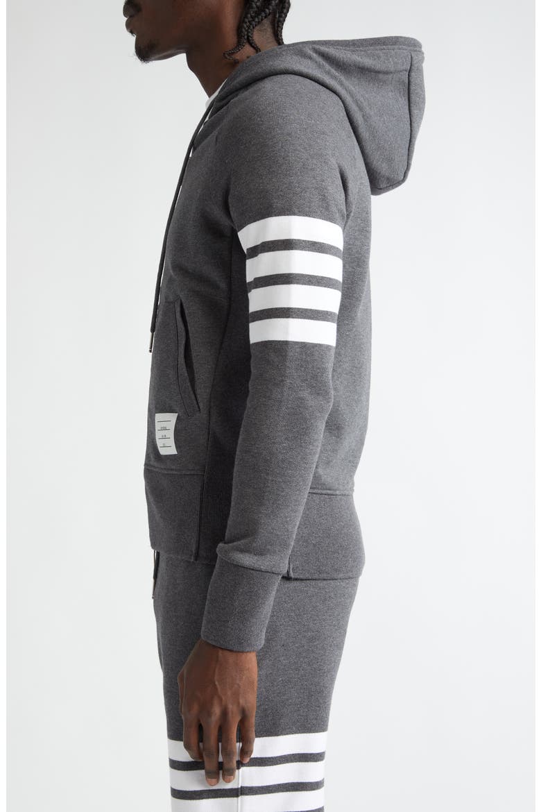 Classic 4-Bar Zip Cotton Hoodie, Alternate, color, DARK GREY