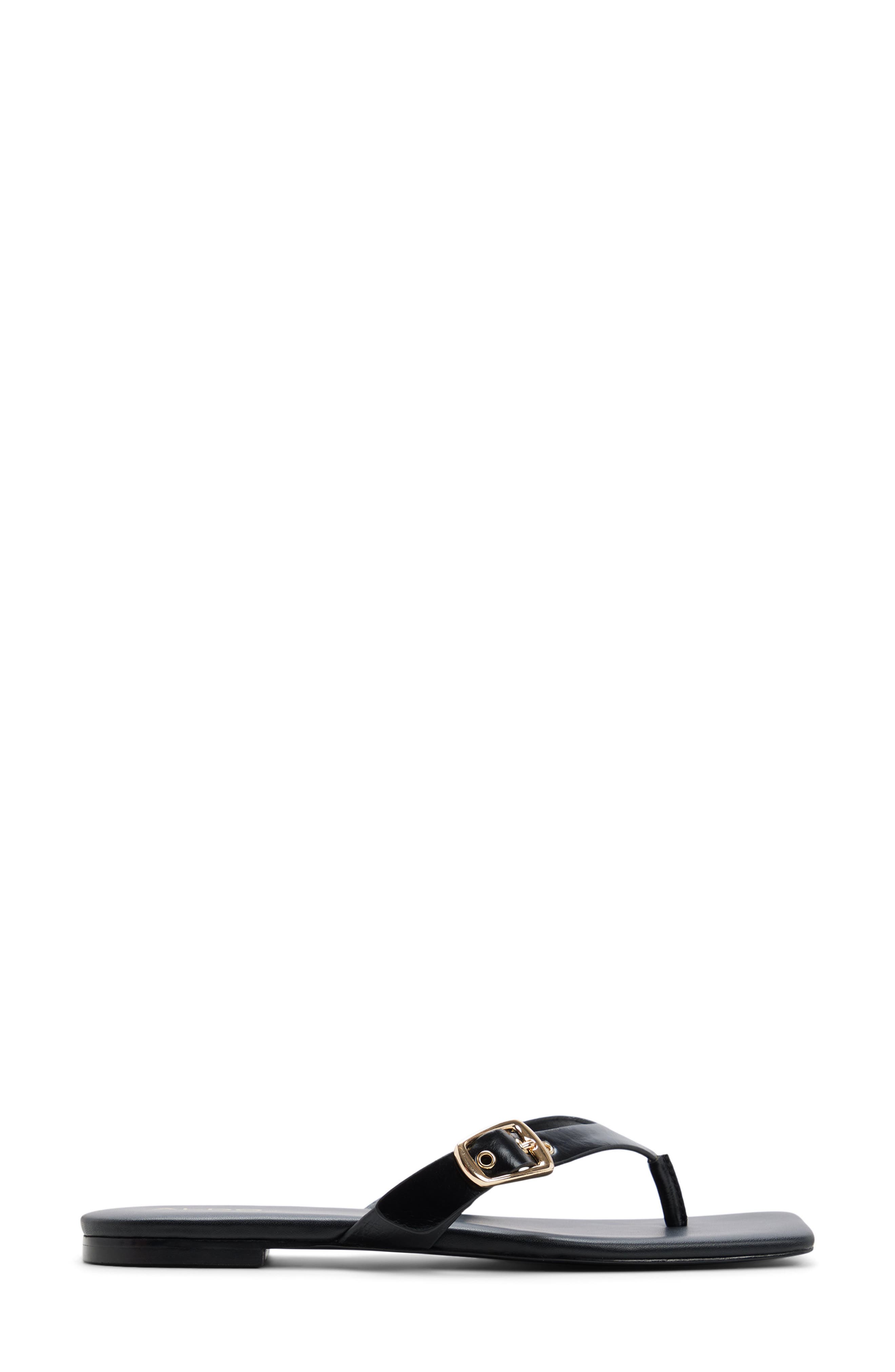 ALDO Leonnia Buckle Flip Flop, Alternate, color, Black