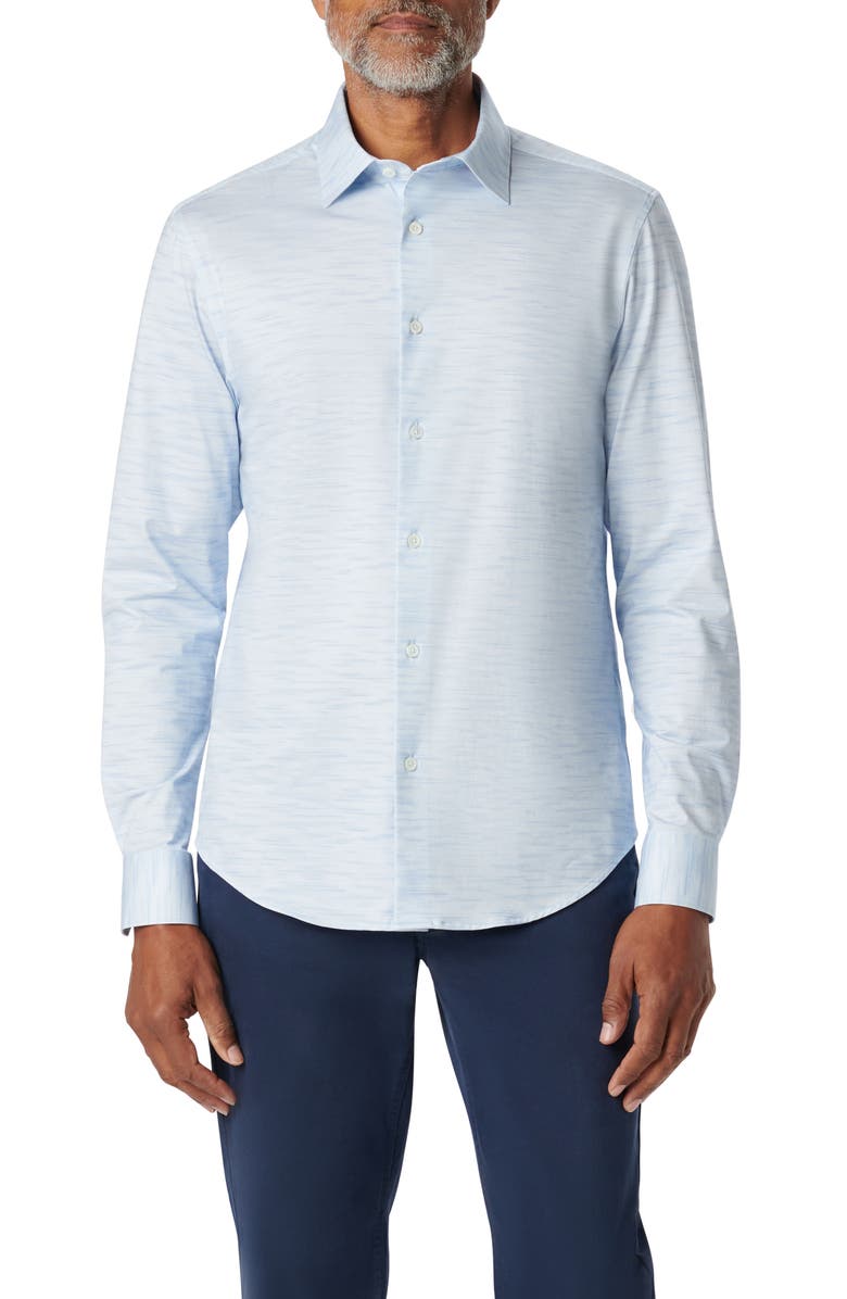 Bugatchi James OoohCotton<sup>®</sup> Print Button-Up Shirt, Main, color, Sky