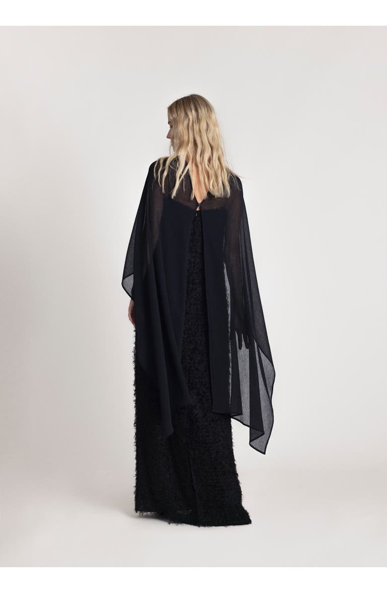 Alas High Neck Bridal Cape, Alternate, color, Black
