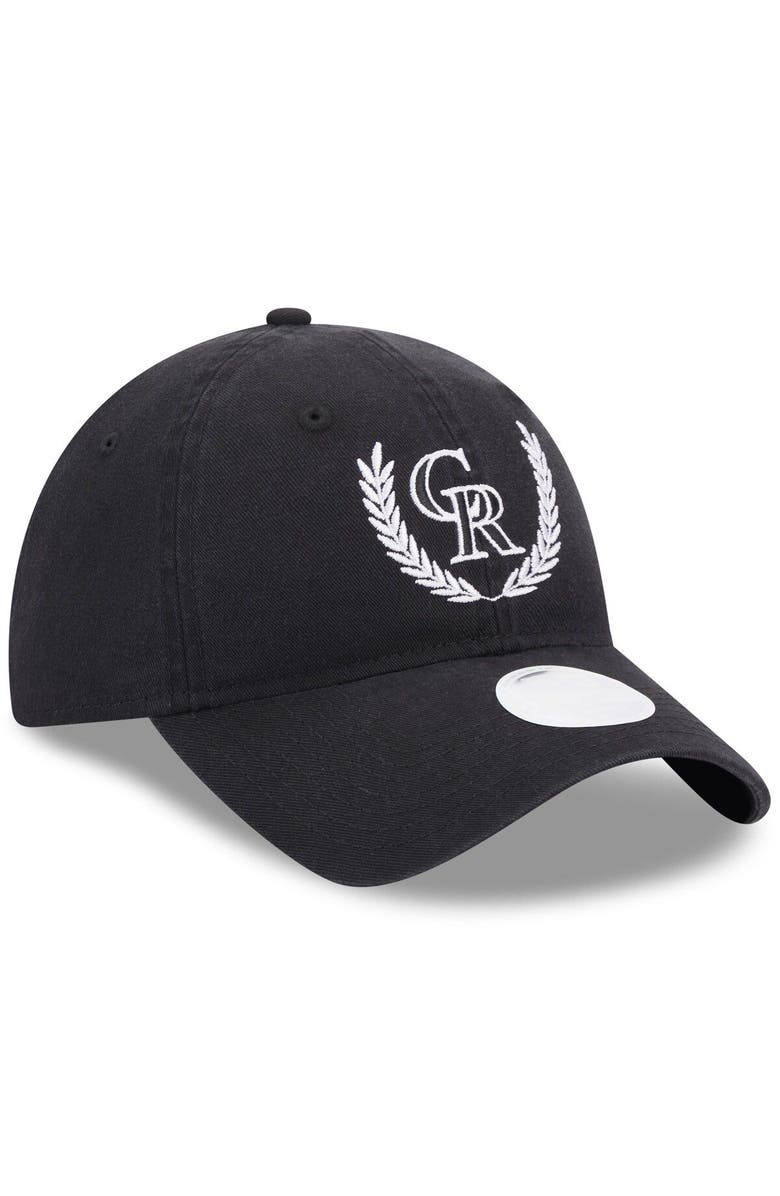 New Era Women's New Era Black Colorado Rockies Leaves 9TWENTY Adjustable Hat, Alternate, color, 