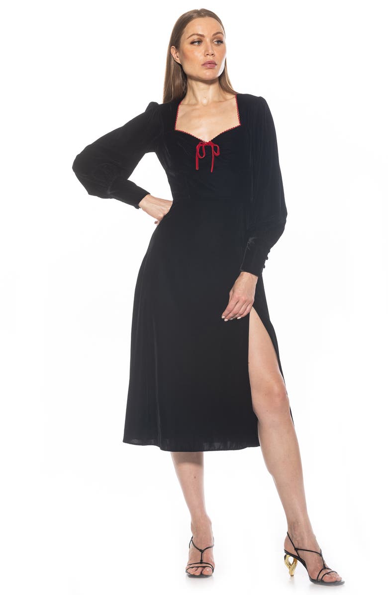 Alexia Admor Willa Bishop Sleeve Velour Dress, Alternate, color,