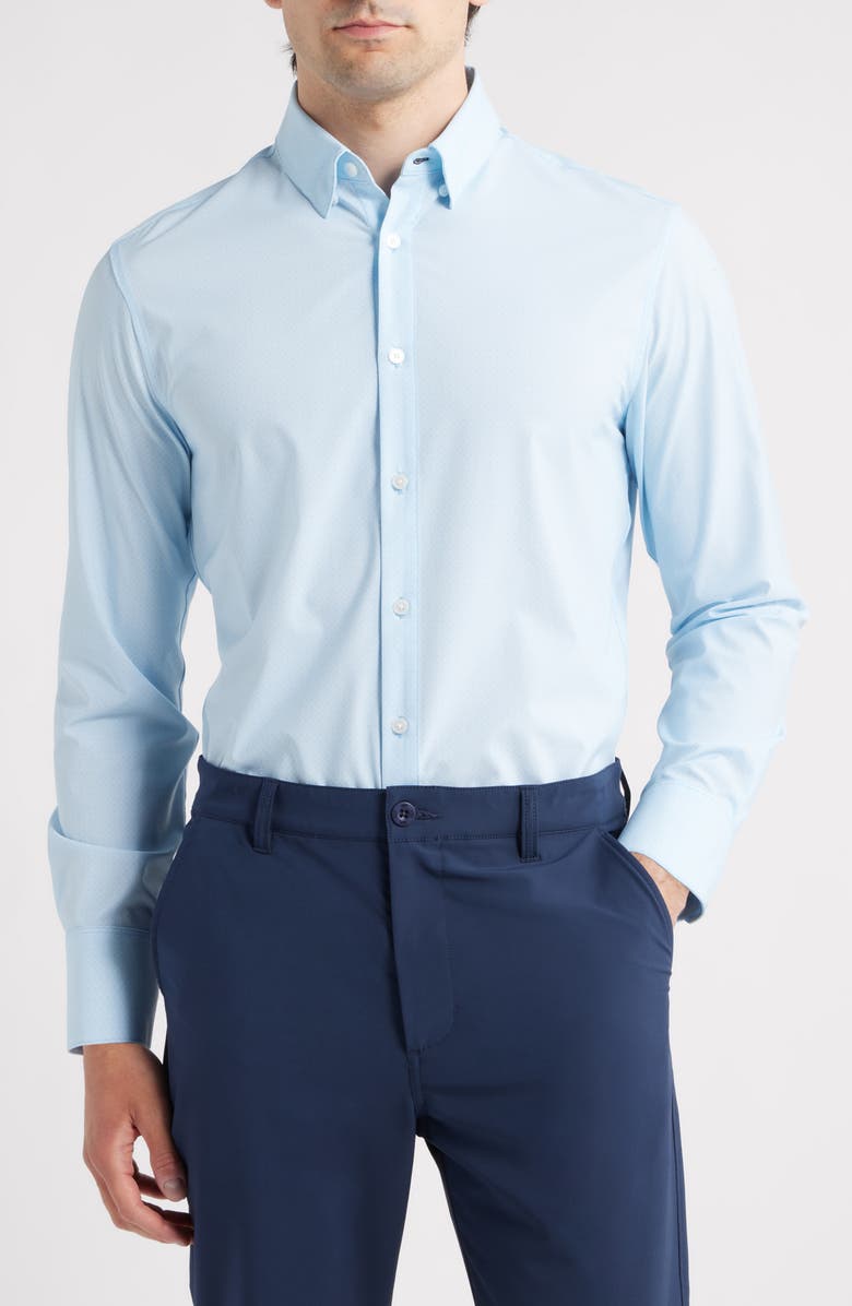 Mizzen+Main Leeward Trim Fit Button-Up Shirt, Main, color, Light Blue Rounded Diamond