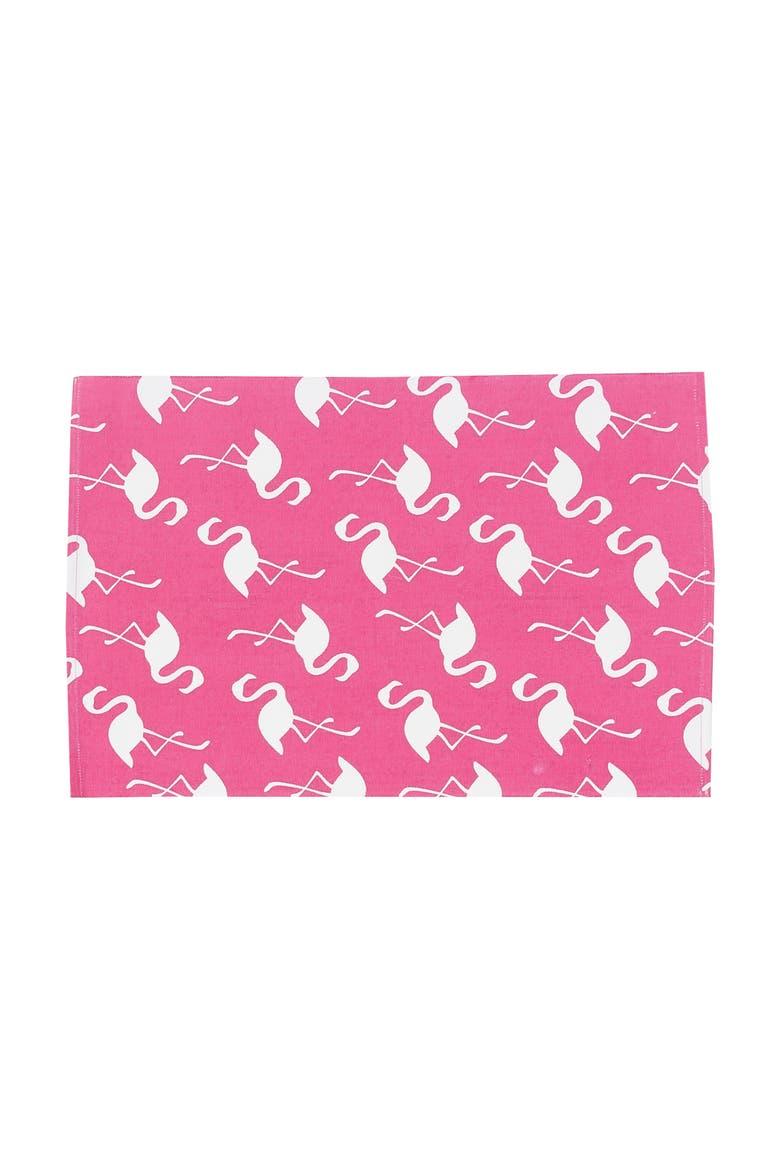 Beachy Flamingo Cotton Placemats, Set of 6, 13" x 19", Main, color, Pink