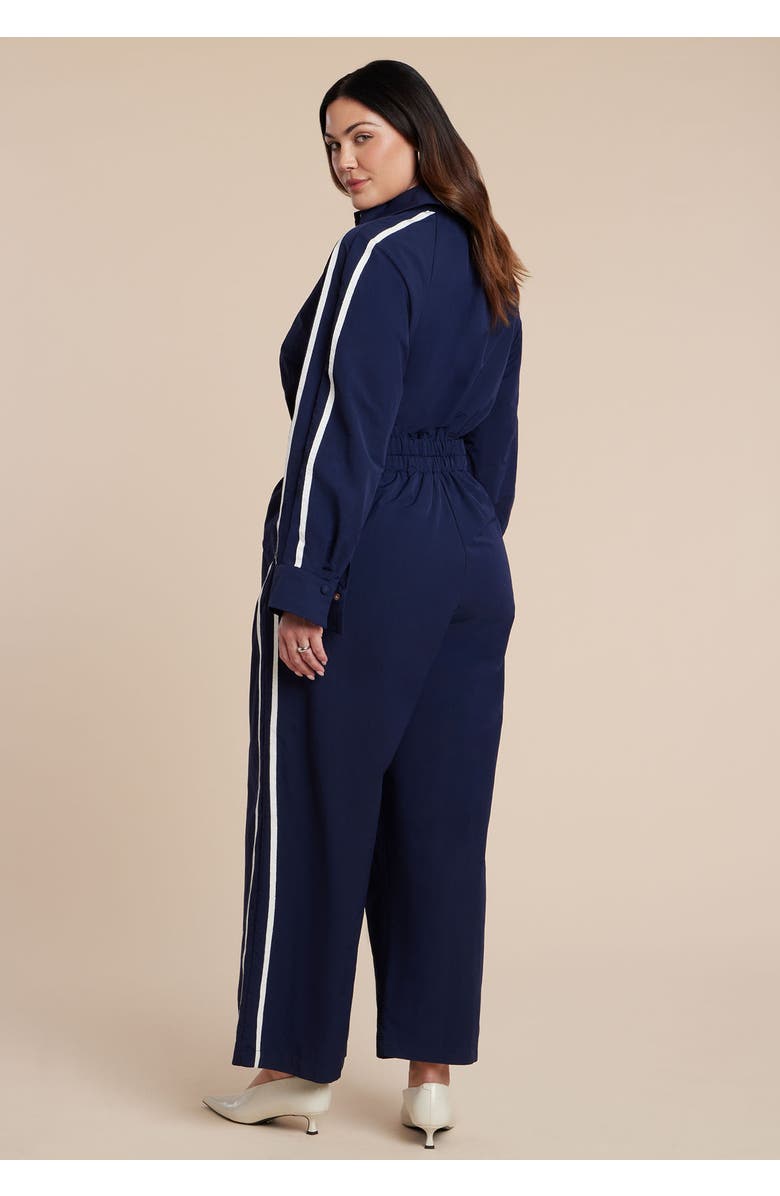 ELOQUII Track Detail Jumpsuit, Alternate, color, Maritime Blue