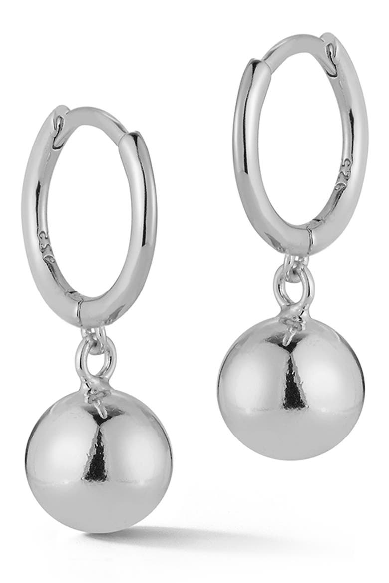 Ball Charm Huggies, Main, color, SILVER